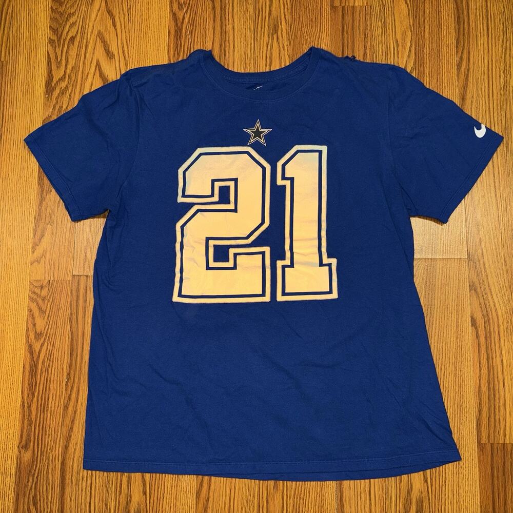 Nike Dallas Cowboys Ezekiel Elliot #21‎ T Shirt L Embroidered Athletic Cut NFL